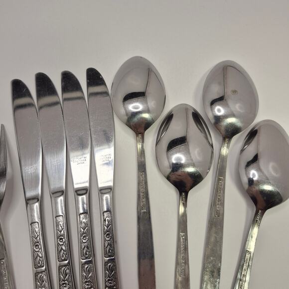 Imperial Stainless Japan 4-piece Flatware Set for 4 - IMI57 Vintage Floral - Picture 14 of 16